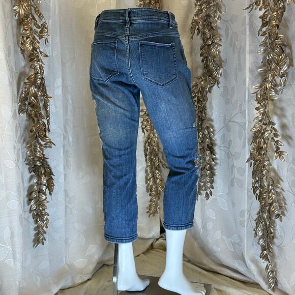 J.Jill‎ Women’s Authentic Fit Cropped Embroidered Denim Jeans Blue Size 6P - Picture 7 of 13